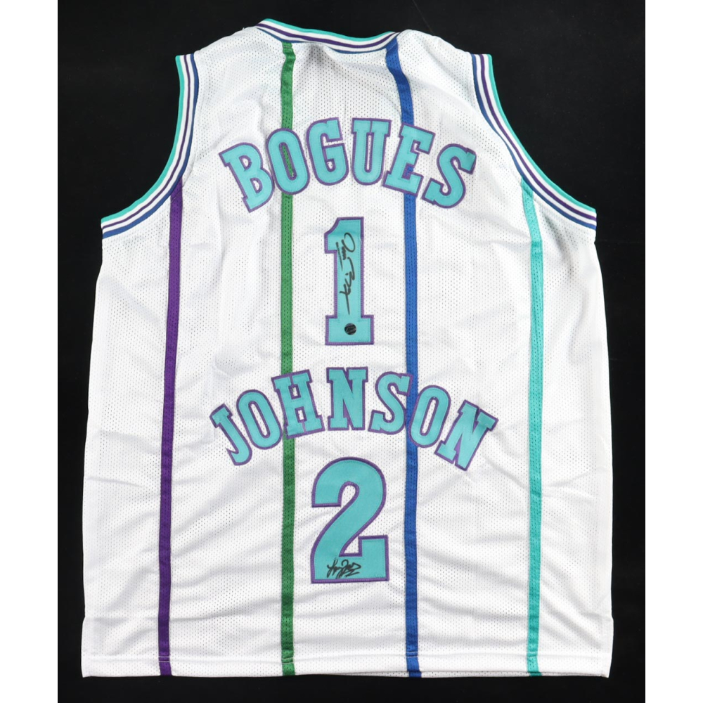 Muggsy Bogues & Larry Johnson Signed Jersey (AWM) at PristineAuction.com