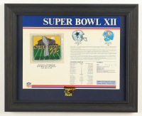 1978 Super Bowl XII "Cowboys vs Broncos" Custom Framed Commemorative Stat Card Display With Cloth Uniform Patch & Official Super Bowl Pin at PristineAuction.com