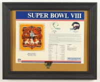 1974 Super Bowl VIII "Dolphins vs Vikings" Custom Framed Commemorative Stat Card Display With Cloth Uniform Patch & Official Super Bowl Pin at PristineAuction.com