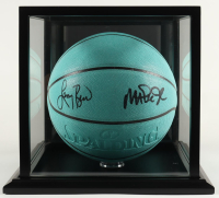 Magic Johnson & Larry Bird Signed Tiffany & Co X Basketball with Display Case (Beckett & PSA) at PristineAuction.com