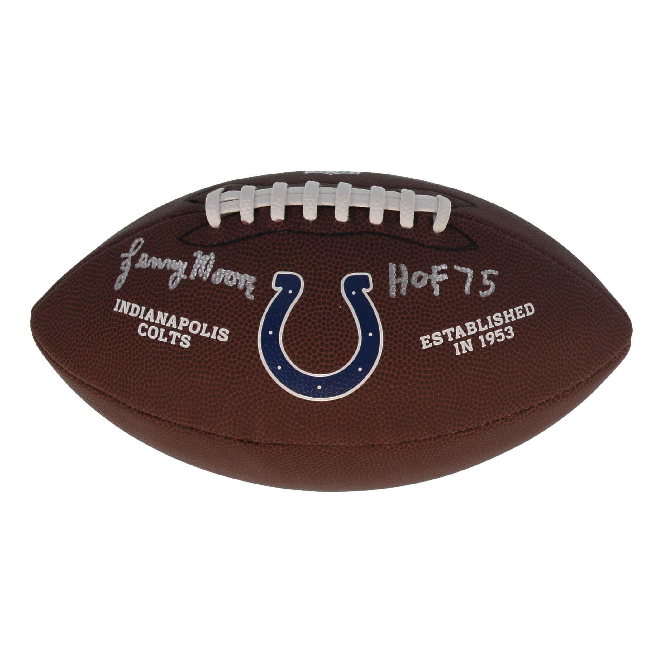 Lenny Moore Signed Colts Logo Football Inscribed "HOF 75" (Schwartz) at PristineAuction.com Lenny Moore Signed Colts Logo Football Inscribed "HOF 75" (Schwartz) at PristineAuction.com