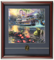 Thomas Kinkade "The Princess & The Frog" Custom Framed Print Display with Brass Princess Tiana Pin at PristineAuction.com