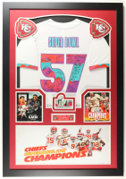 2023 Chiefs Super Bowl LVII Custom Framed Jersey Display Team-Signed by (25) with Patrick Mahomes, Travis Kelce, Nick Bolton, L'Jarius Sneed (Beckett) at PristineAuction.com