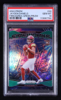 Jayden Daniels 2024 Fireworks Green Prizm #24 RC (PSA 10) at PristineAuction.com
