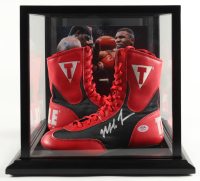 Mike Tyson Signed Pair of Title Boxing Boots with Wood & Glass Display Case (PSA & Tyson) at PristineAuction.com