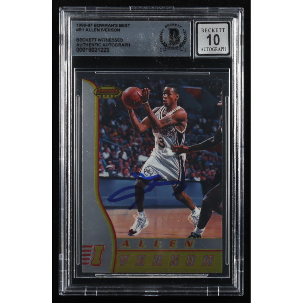 Allen Iverson 1996-97 Bowman's Best #R1 RC (BGS | Autograph Graded BGS 10) at PristineAuction.com