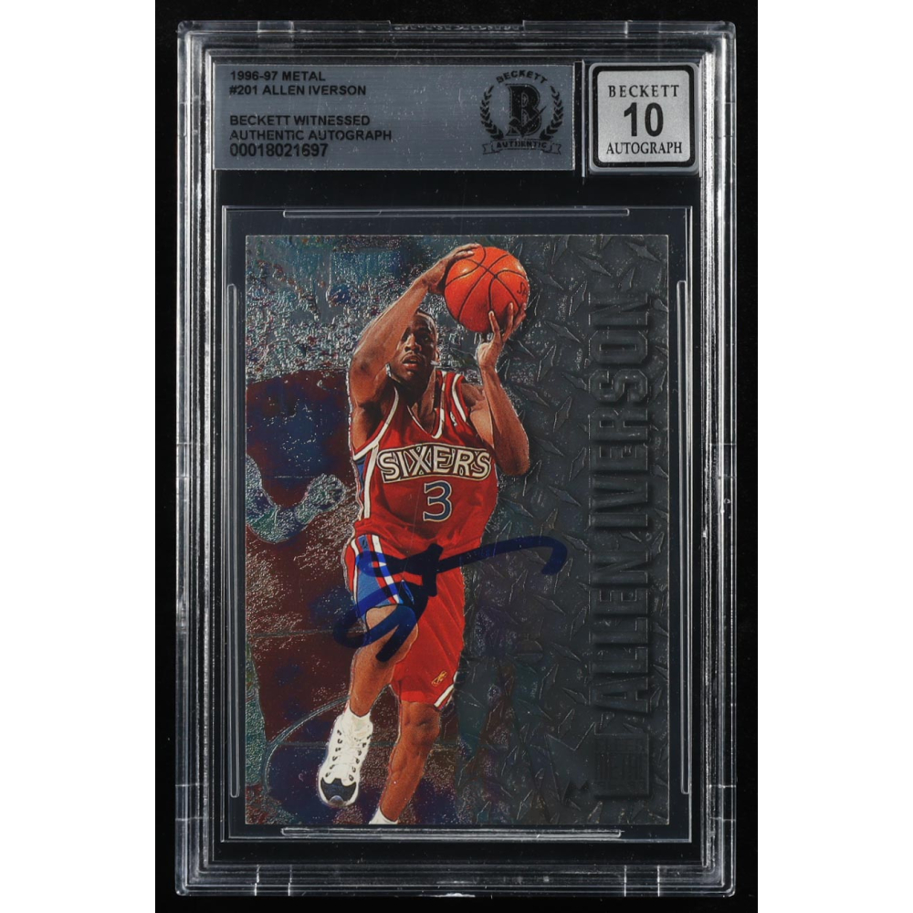 Allen Iverson Signed 1996-97 Metal #201 RC (BGS | Autograph Graded 10) at PristineAuction.com