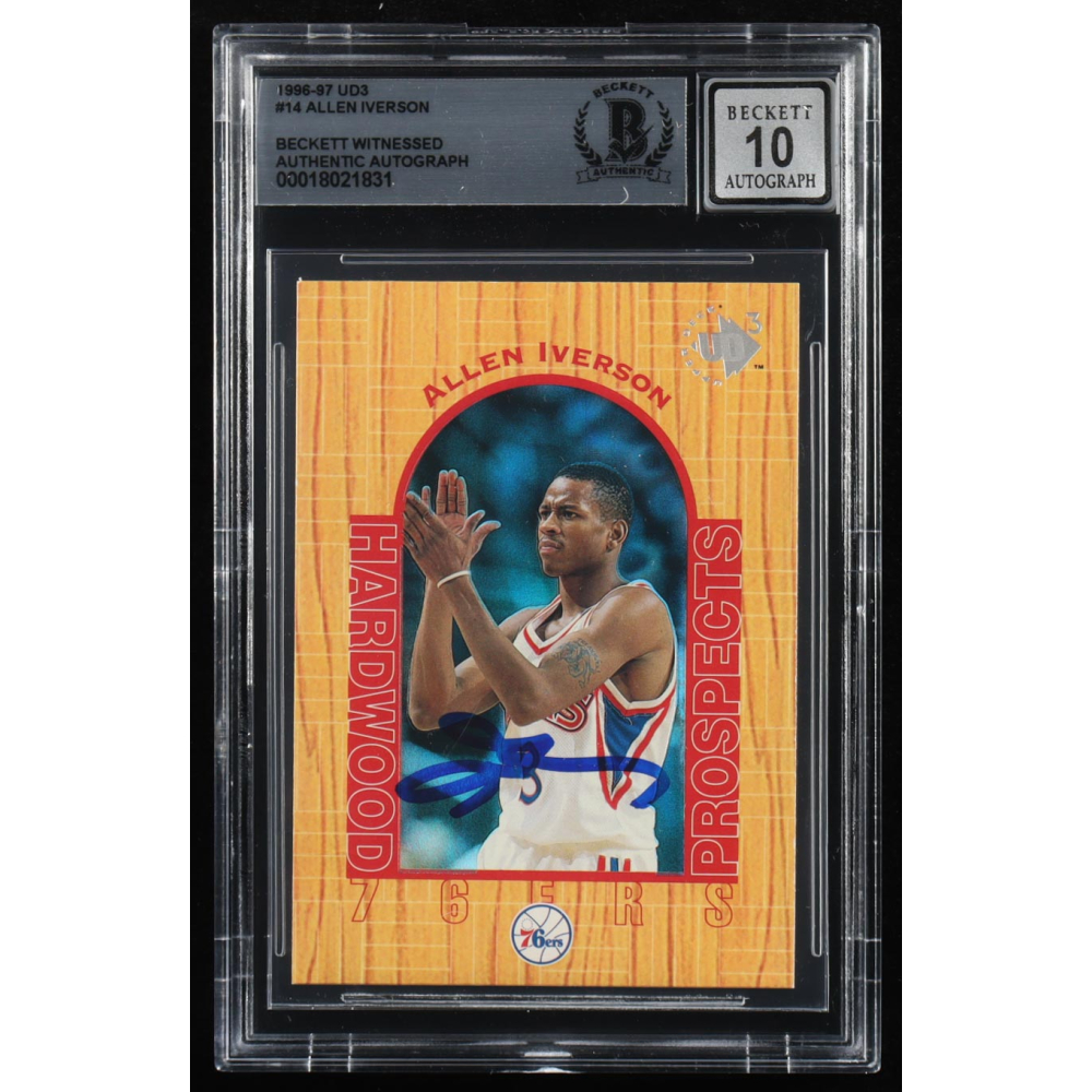 Allen Iverson Signed 1996-97 UD3 #14 RC (BGS | Autograph Graded BGS 10) at PristineAuction.com