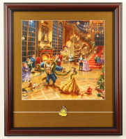 Thomas Kinkade "Beauty and the Beast" Custom Framed Print Display With Belle Character Pin at PristineAuction.com
