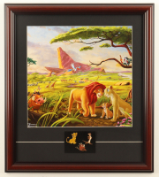 Thomas Kinkade Walt Disney's "The Lion King" Custom Framed Print Display With Simba, Pumba & Timon Character Pins at PristineAuction.com