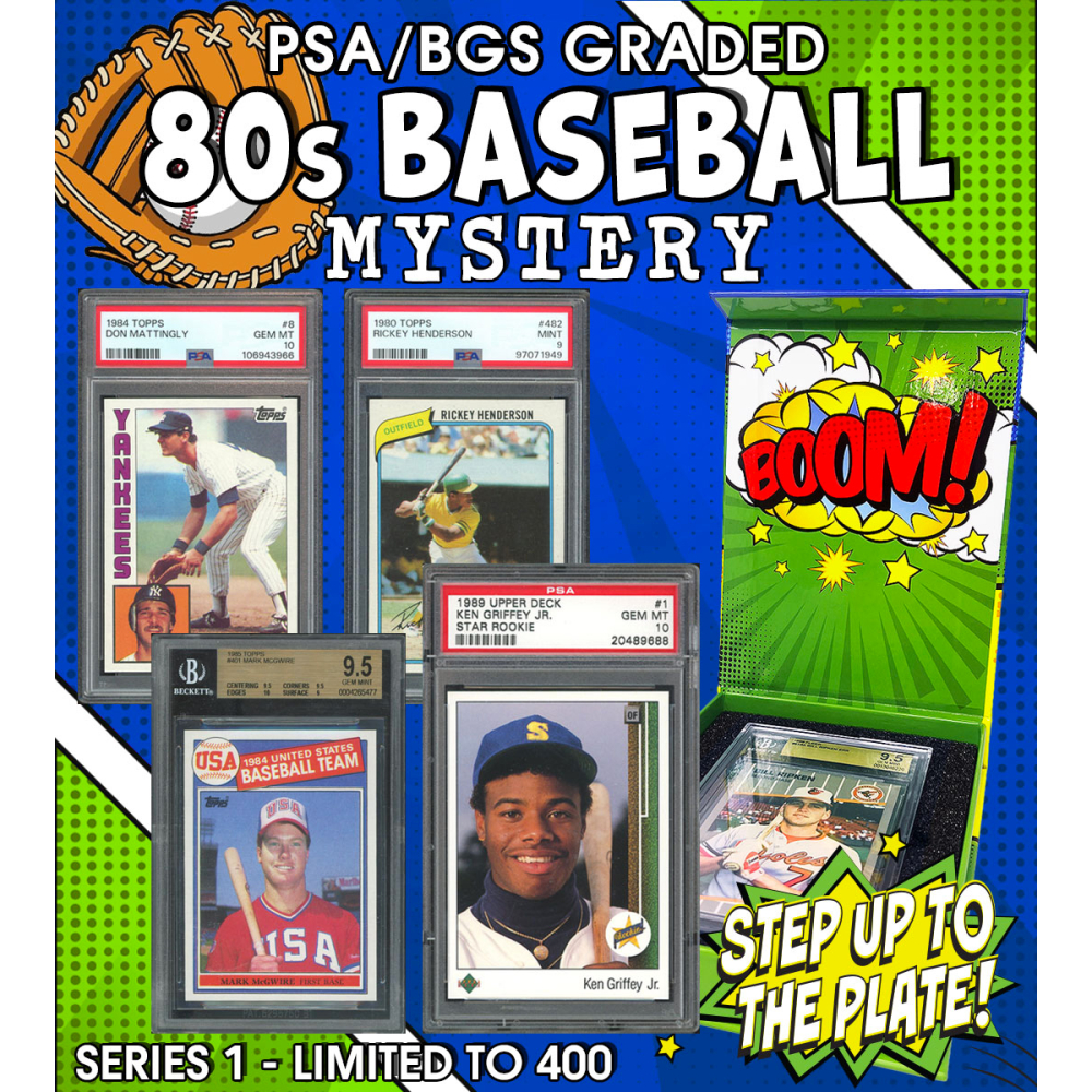 NEW PRISTINE EXCLUSIVE! All PSA/BGS Graded 80’s Baseball BOOM BOX, Decade Edition Mystery Box! Limited to only 400 packs! at PristineAuction.com
