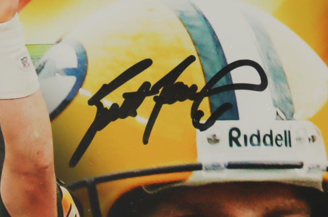 Brett Favre Signed LE Packers Custom Framed Photo Display With Stat Plaque (Favre) at PristineAuction.com Brett Favre Signed LE Packers Custom Framed Photo Display With Stat Plaque (Favre) at PristineAuction.com