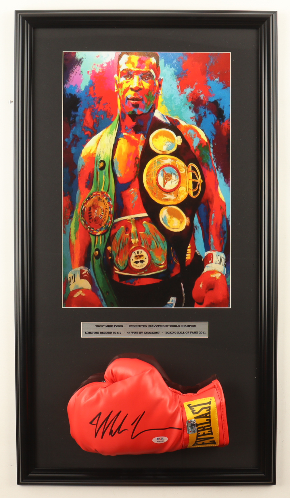Mike Tyson Signed Custom Framed Everlast Boxing Glove Display (PSA) at PristineAuction.com Mike Tyson Signed Custom Framed Everlast Boxing Glove Display (PSA) at PristineAuction.com