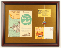 Disneyland Frontierland "Tom Sawyer Island" Custom Framed Print Display with Vintage Disneyland Brochure, D Ticket, Vintage Pin, & Postcard Envelope at PristineAuction.com