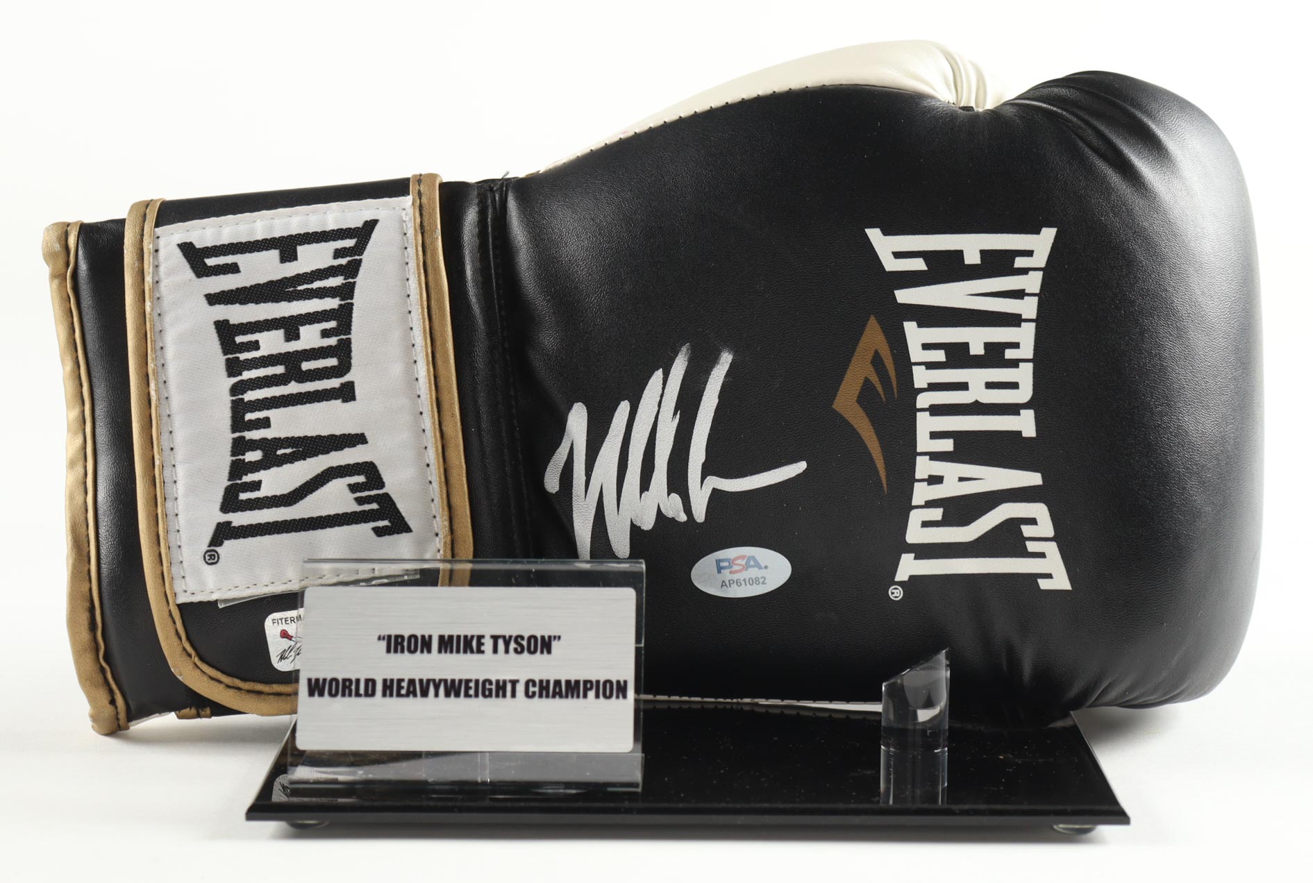 Mike Tyson Signed Everlast Boxing Glove With Display Stand & Name Plaque (PSA & Tyson) at PristineAuction.com Mike Tyson Signed Everlast Boxing Glove With Display Stand & Name Plaque (PSA & Tyson) at PristineAuction.com