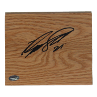 Dominique Wilkins Signed 5x6 Wood Floor Piece (Schwartz) at PristineAuction.com