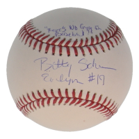 Bitty Schram Signed OML Baseball Inscribed "Evelyn #19" & "There's No Crying In Baseball!" (Schwartz) at PristineAuction.com