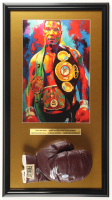 Mike Tyson Signed Custom Framed Vintage Everlast Burgundy Leather Boxing Glove Display With Art Print (Tyson & PSA) at PristineAuction.com