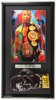 Mike Tyson Signed Custom Framed Vintage Everlast Leather Boxing Glove Display With Art Print (Tyson & PSA) at PristineAuction.com