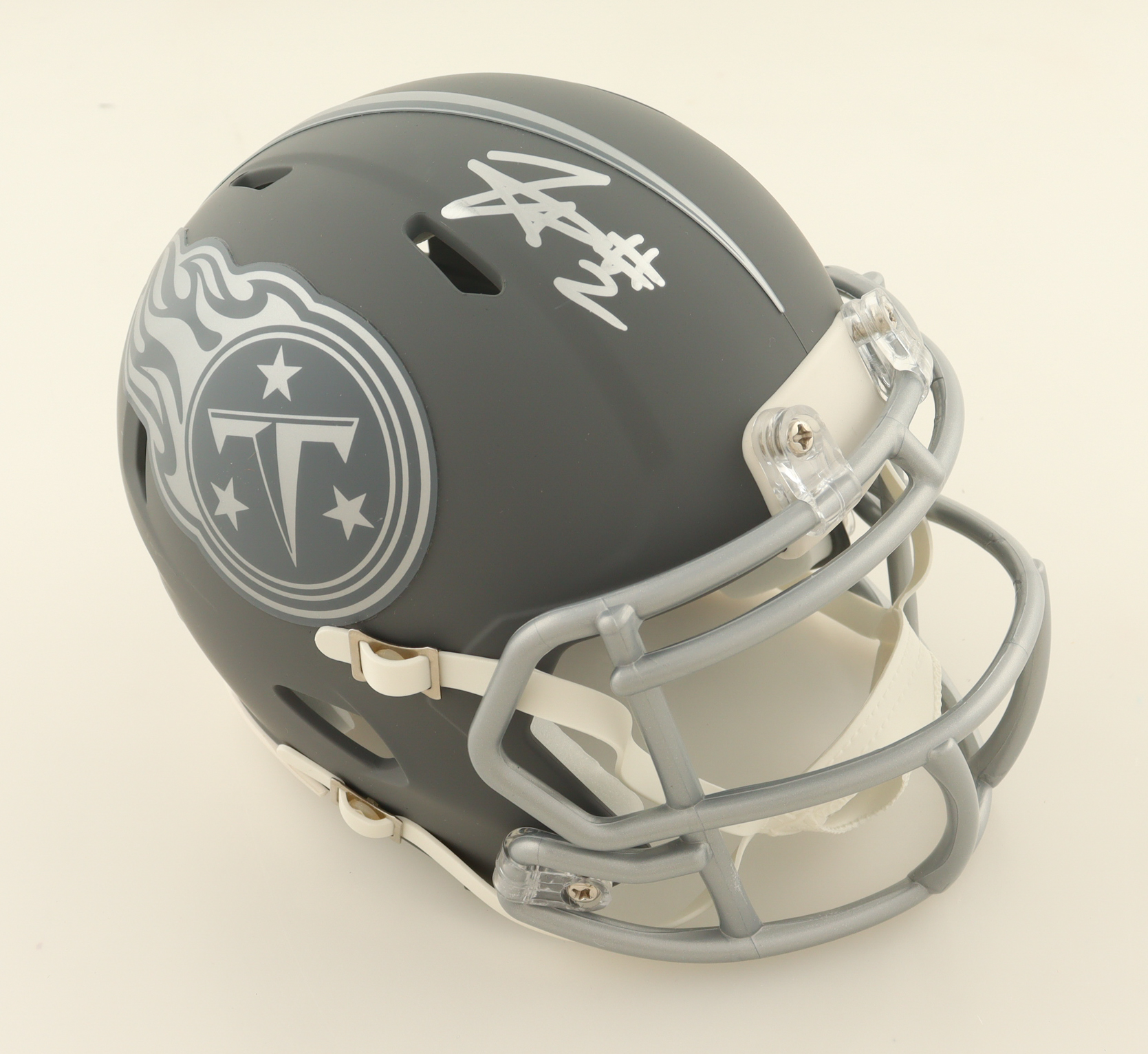 Tyjae Spears Signed Titans Slate Alternate Speed Mini Helmet (Beckett) at PristineAuction.com Tyjae Spears Signed Titans Slate Alternate Speed Mini Helmet (Beckett) at PristineAuction.com