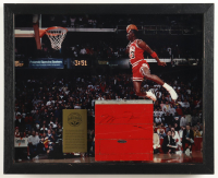 Michael Jordan Signed Bulls Custom Framed Chicago Stadium Court Piece (UDA & Robbins) at PristineAuction.com