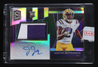 Justin Jefferson 2020 Panini Chronicles Draft Picks Spectra Patch Auto Silver Prizm RC #26/49 at PristineAuction.com