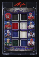Tom Brady/Patrick Mahomes II/Joe Montana/Dan Marino/Peyton Manning/John Elway/Brett Favre/Jim Kelly 2025 Leaf Pearl Multi-Sport Domin8 Eight Player Memorabilia Purple #D82 #3/6 at PristineAuction.com