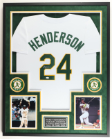 Rickey Henderson Signed Custom Framed Jersey Display (JSA) at PristineAuction.com