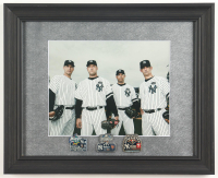 Yankees "Core Four" Derek Jeter, Andy Pettite, Jorge Posada & Mariano Rivera Custom Framed Photo Display with (3) Official World Series Pins at PristineAuction.com