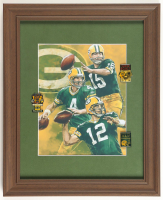 Bart Starr, Brett Favre & Aaron Rodgers Packers Custom Framed Photo Display With (3) Official Super Bowl Pins at PristineAuction.com