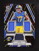 Puka Nacua 2024 Panini Spectra Triple Threats Materials Hyper #14 #28/75 at PristineAuction.com