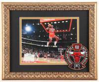 Michael Jordan Bulls Custom Framed Photo Display With Team Logo Cloth Patch at PristineAuction.com