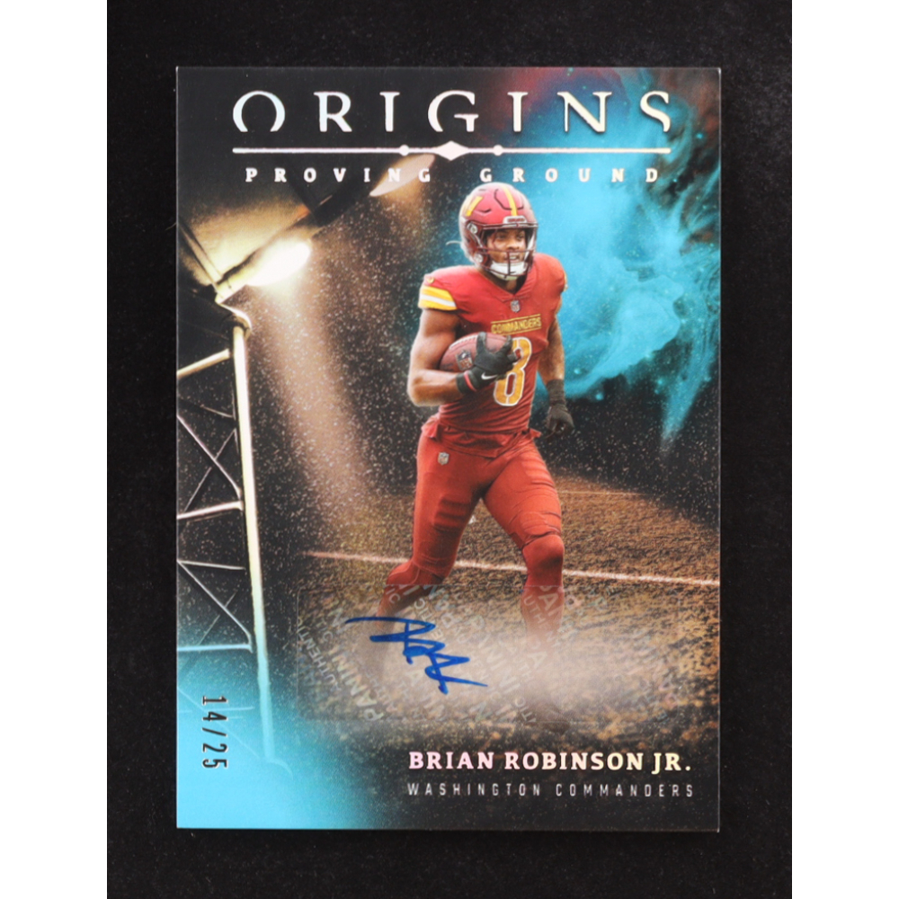 Brian Robinson Jr. 2024 Panini Origins Proving Ground Signatures Turquoise #40 #14/25 at PristineAuction.com