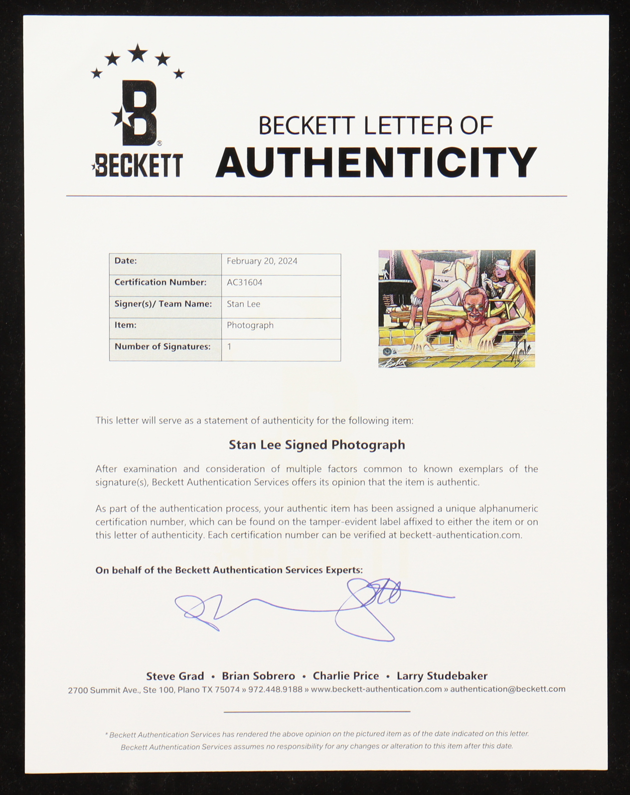 Stan Lee Signed Marvel 13x19 Art Print (Beckett) at PristineAuction.com Stan Lee Signed Marvel 13x19 Art Print (Beckett) at PristineAuction.com