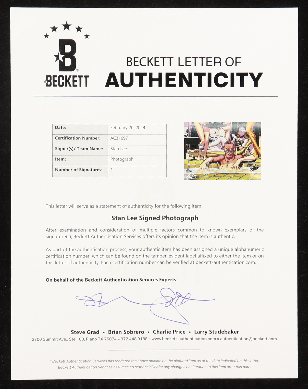 Stan Lee Signed Marvel 13x19 Art Print (Beckett) at PristineAuction.com Stan Lee Signed Marvel 13x19 Art Print (Beckett) at PristineAuction.com