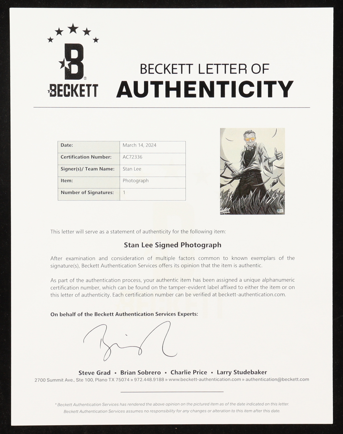 Stan Lee Signed 13x19 Art Print (Beckett) at PristineAuction.com Stan Lee Signed 13x19 Art Print (Beckett) at PristineAuction.com