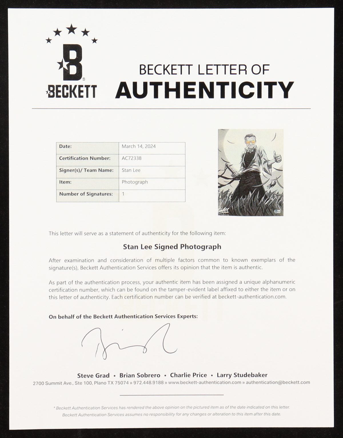 Stan Lee Signed 13x19 Art Print (Beckett) at PristineAuction.com Stan Lee Signed 13x19 Art Print (Beckett) at PristineAuction.com