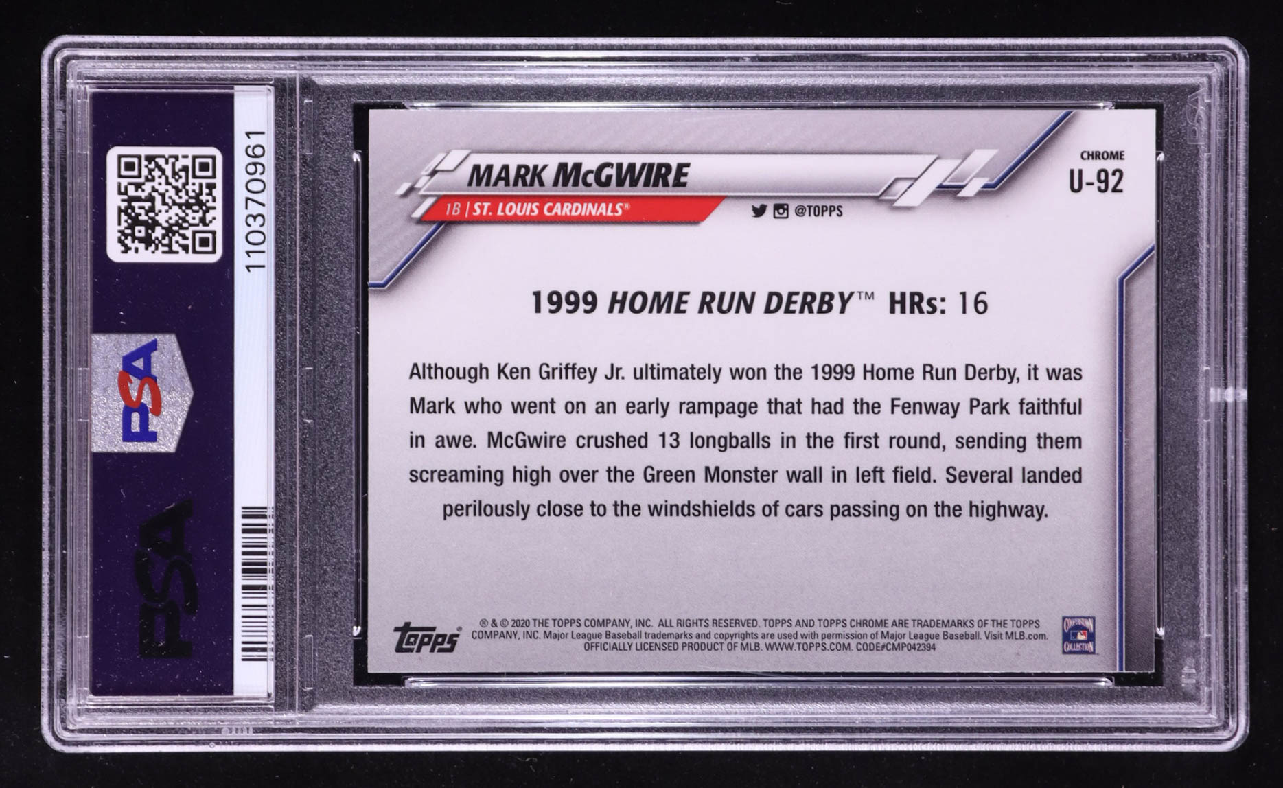 Mark McGwire 2020 Topps Chrome Update #U92 HRD (PSA 10) at PristineAuction.com Mark McGwire 2020 Topps Chrome Update #U92 HRD (PSA 10) at PristineAuction.com