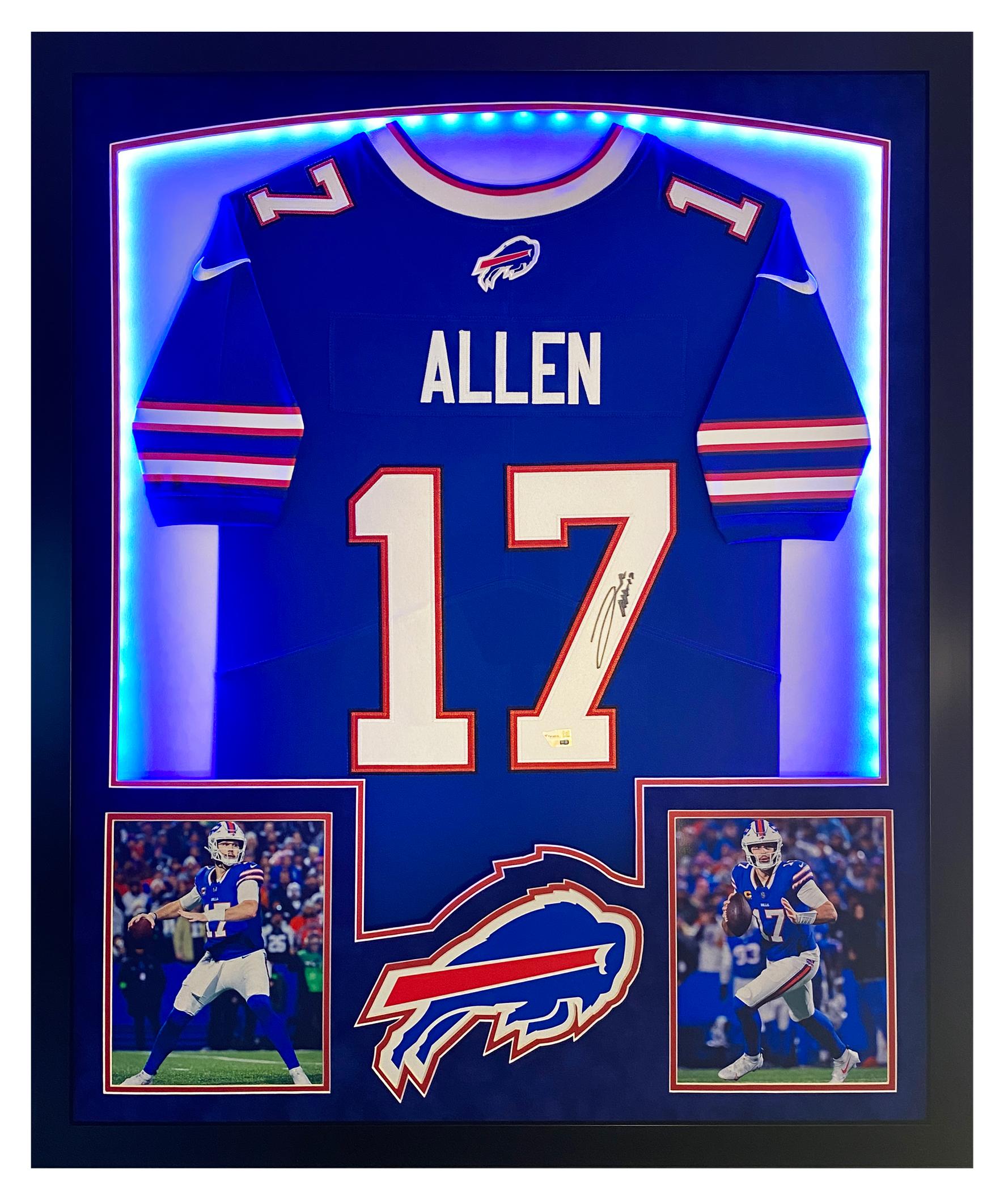 Josh Allen Signed Bills Custom Framed Jersey Display with LED Lights (Fanatics) at PristineAuction.com Josh Allen Signed Bills Custom Framed Jersey Display with LED Lights (Fanatics) at PristineAuction.com
