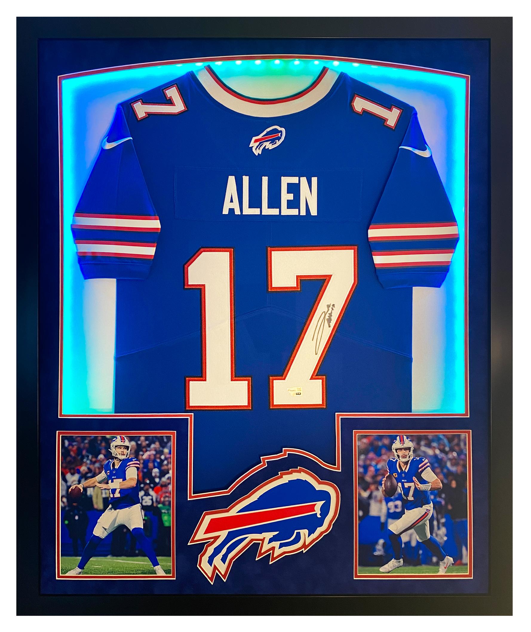 Josh Allen Signed Bills Custom Framed Jersey Display with LED Lights (Fanatics) at PristineAuction.com Josh Allen Signed Bills Custom Framed Jersey Display with LED Lights (Fanatics) at PristineAuction.com