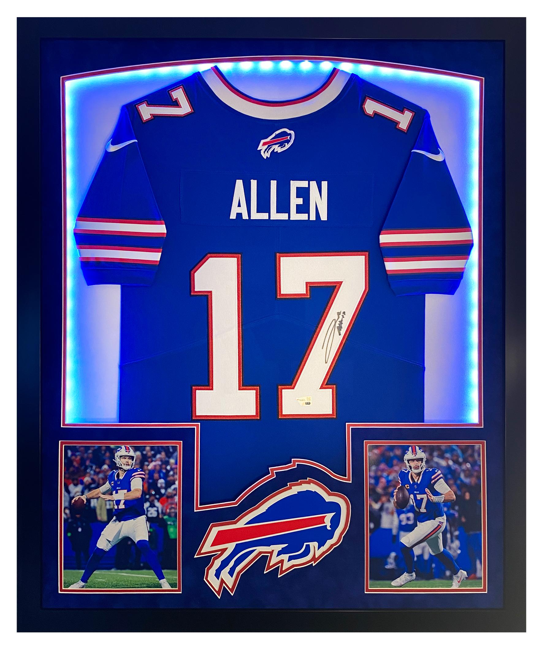 Josh Allen Signed Bills Custom Framed Jersey Display with LED Lights (Fanatics) at PristineAuction.com Josh Allen Signed Bills Custom Framed Jersey Display with LED Lights (Fanatics) at PristineAuction.com