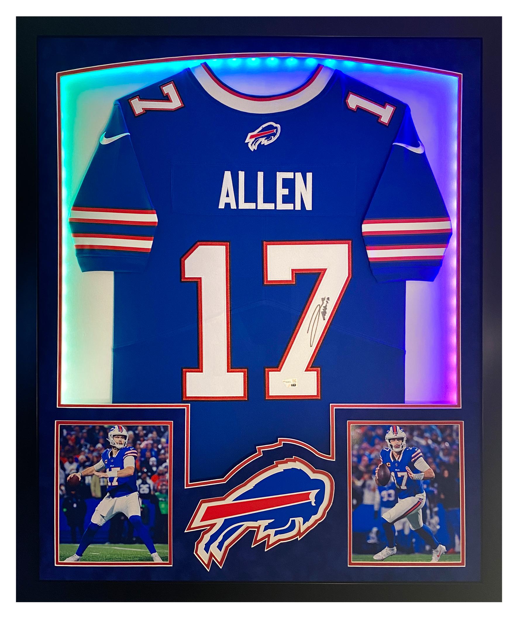 Josh Allen Signed Bills Custom Framed Jersey Display with LED Lights (Fanatics) at PristineAuction.com Josh Allen Signed Bills Custom Framed Jersey Display with LED Lights (Fanatics) at PristineAuction.com