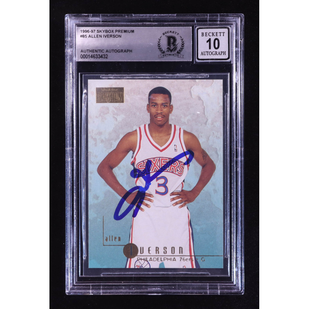 Allen Iverson Signed 1996-97 SkyBox Premium #85 RC (BGS | Autograph Grade 10) at PristineAuction.com
