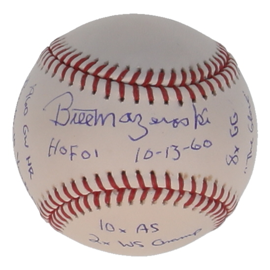 Bill Mazeroski Signed OML Baseball with Multiple Career Stat Inscriptions (JSA) at PristineAuction.com Bill Mazeroski Signed OML Baseball with Multiple Career Stat Inscriptions (JSA) at PristineAuction.com