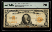 1922 U.S. $10 Gold Certificate - Fr# 1173 Large S/N Speelman | White (PMG Very Fine 20) at PristineAuction.com