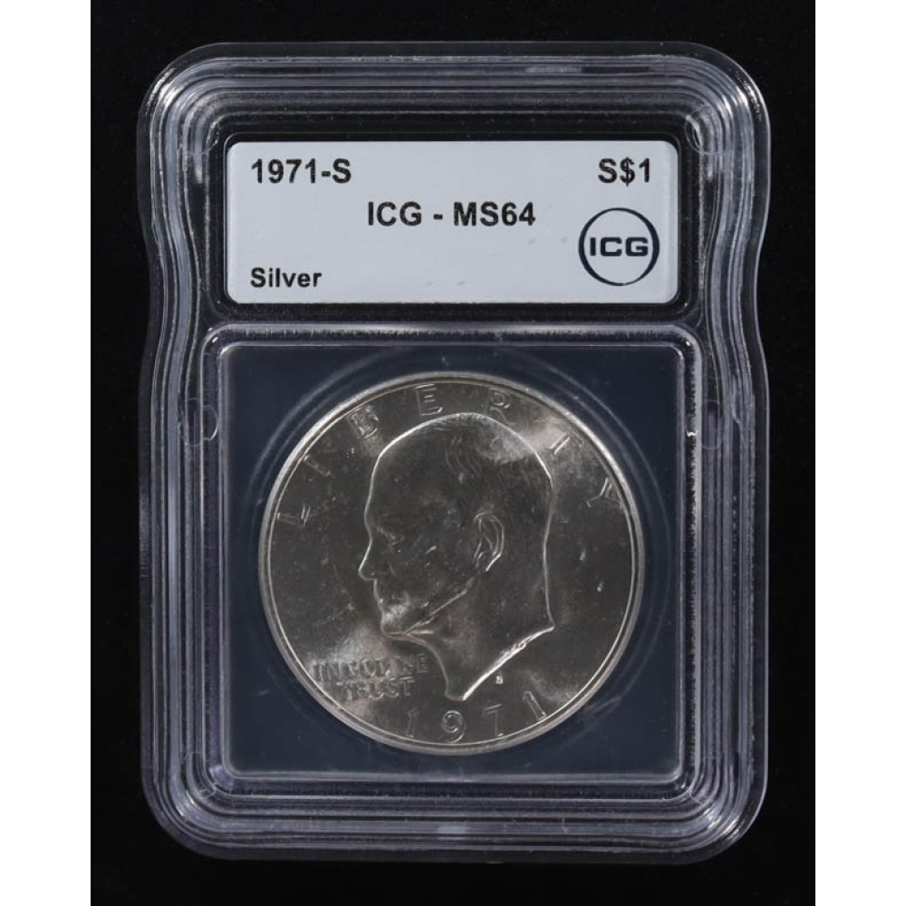 1971-S Eisenhower Silver Dollar (ICG MS64) at PristineAuction.com