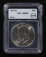 1971-S Eisenhower Silver Dollar (ICG MS64) at PristineAuction.com