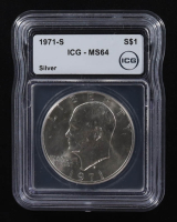1971-S Eisenhower Silver Dollar (ICG MS64) at PristineAuction.com