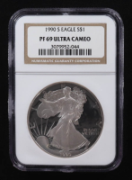 1990-S Proof American Silver Eagle $1 (NGC PF69 Ultra Cameo) at PristineAuction.com