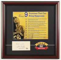 John Wooden Signed Custom Framed "Promises That Can Bring Happiness" Cut Display Inscribed "Best Wishes / UCLA" (PSA) at PristineAuction.com